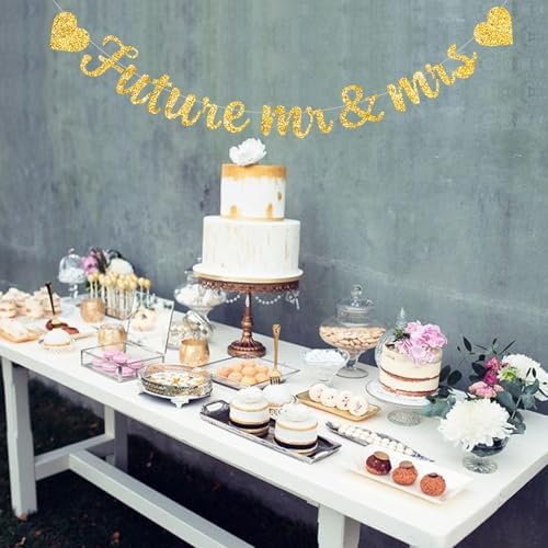 Glitter Gold Future Mr Mrs Decor Banner