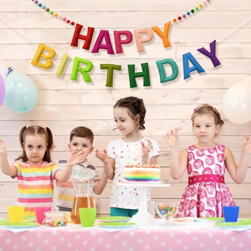 LOLStar Happy Birthday Felt Ball Garland
