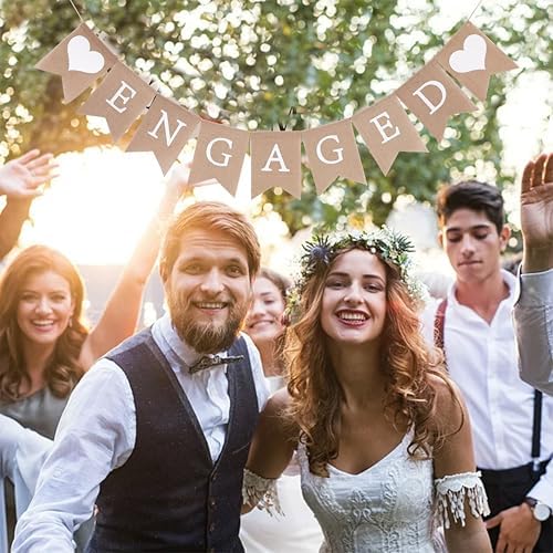Rustic Engagement Burlap Banner for Bridal Shower