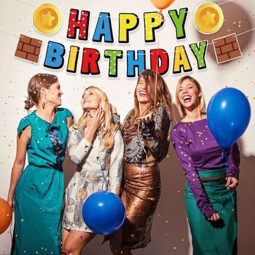 Happy Birthday Colorful Banner with Cartoon Design