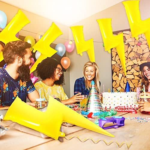 Set of 6 Flash Foil Balloons with Lightning Bolt Design 45 Inch Yellow