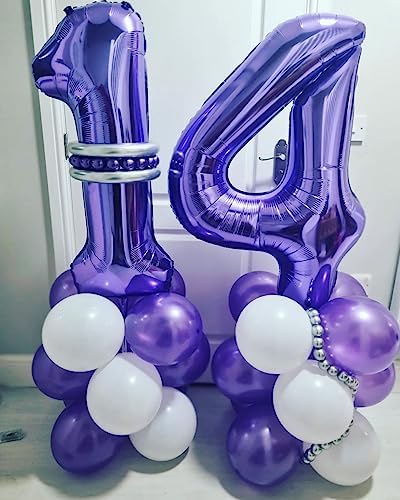 LHOAVWE 16th Birthday Purple Foil Balloons 40 Inch Set