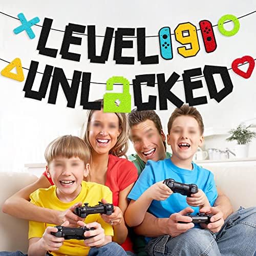 Level 9th Unlocked Birthday Banner Game Themed Decorations