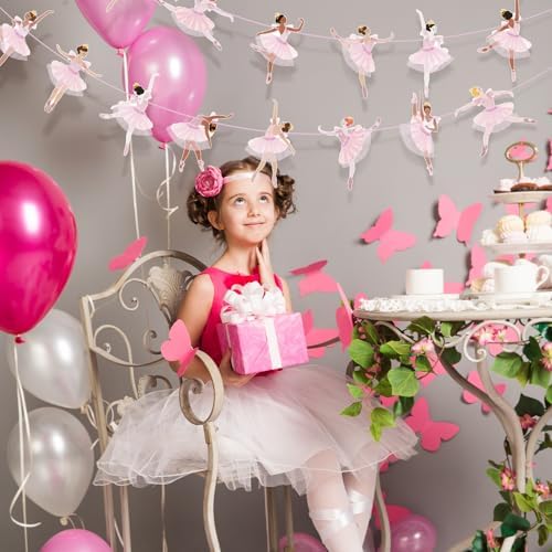 2 Pcs Ballerina Dancer Hanging Garland for Birthday Parties