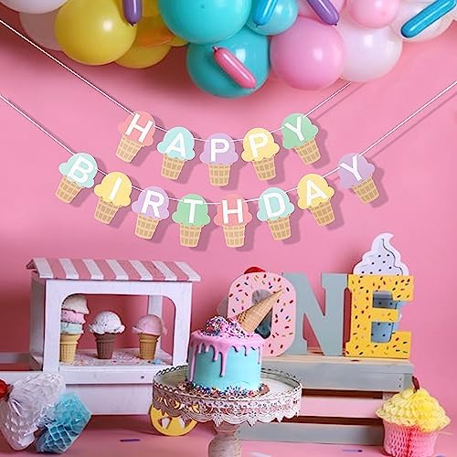 Ice Cream Birthday Banner for Kids Party Decoration