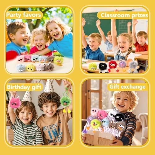 30 pcs Fluffy Plush Kids Keychains Set