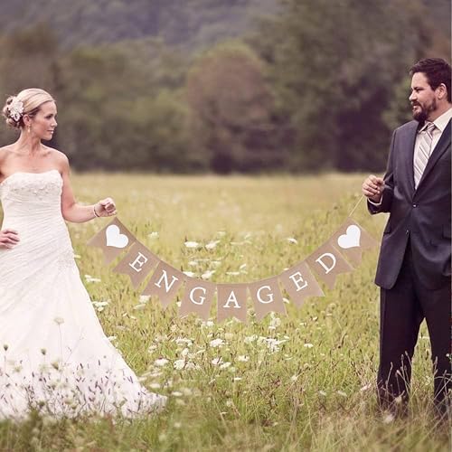 Rustic Engagement Burlap Banner for Bridal Shower