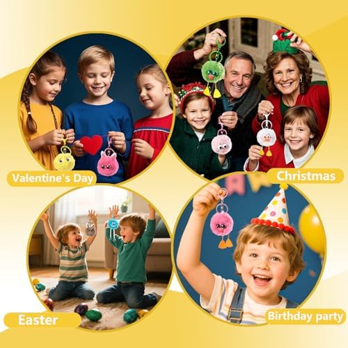 30 pcs Fluffy Plush Kids Keychains Set