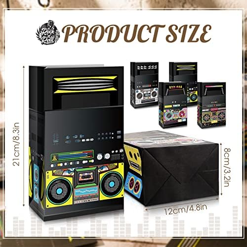Nezyo 24 Piece 80s 90s Party Favor Bags with Retro Boombox Designs
