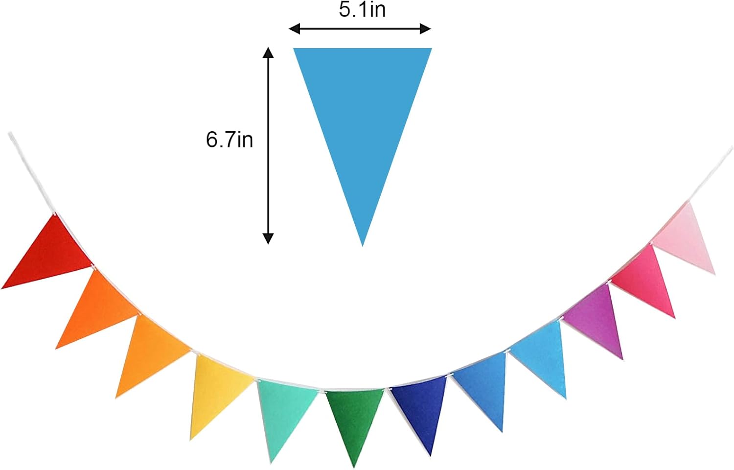 4 Strings 48PCS Rainbow Pennant Banner Flags