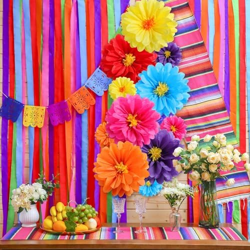 24 Pcs 10 20 Inch Giant Mexican Fiesta Paper Flowers