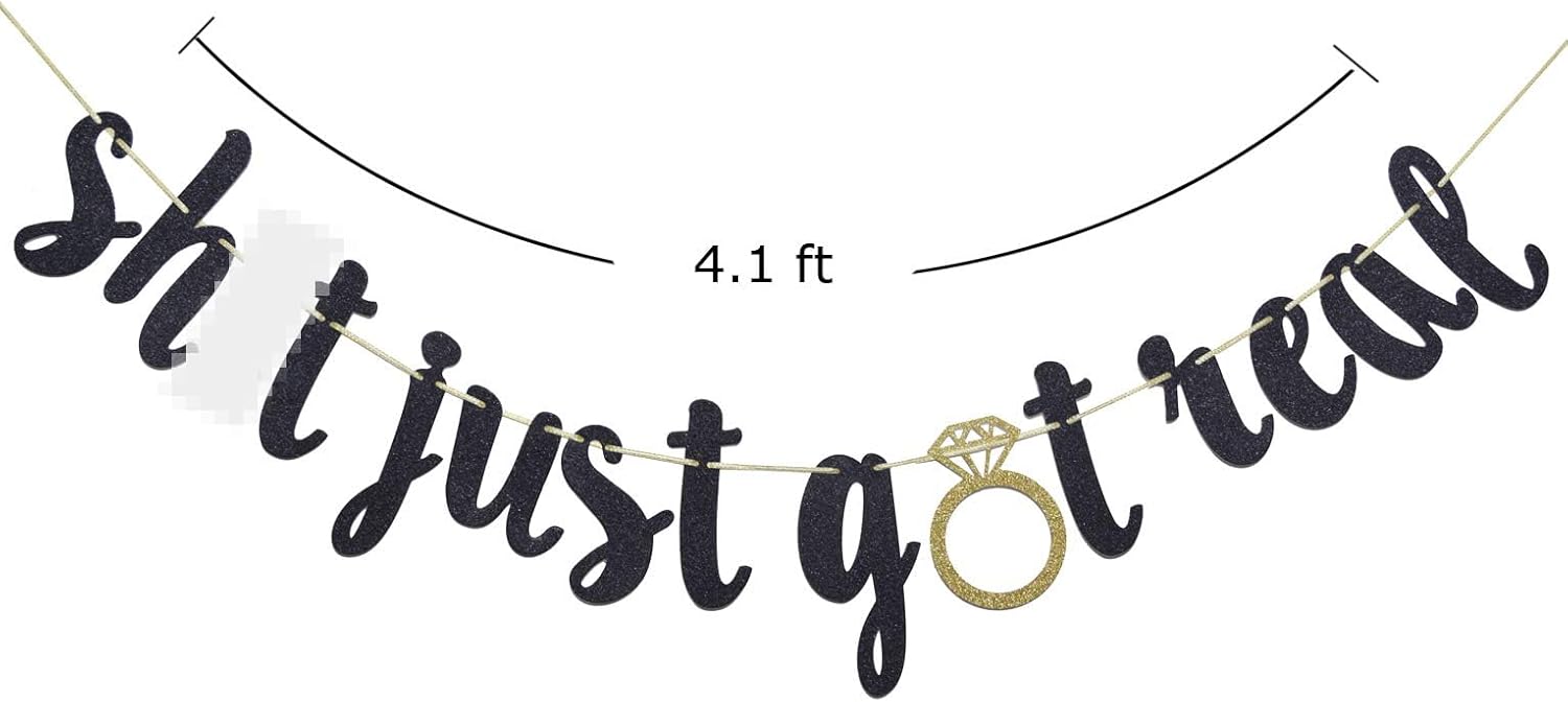 Firefairy Glitter Bunting Banner Black Gold