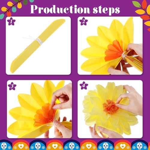 24 Pcs 10 20 Inch Giant Mexican Fiesta Paper Flowers