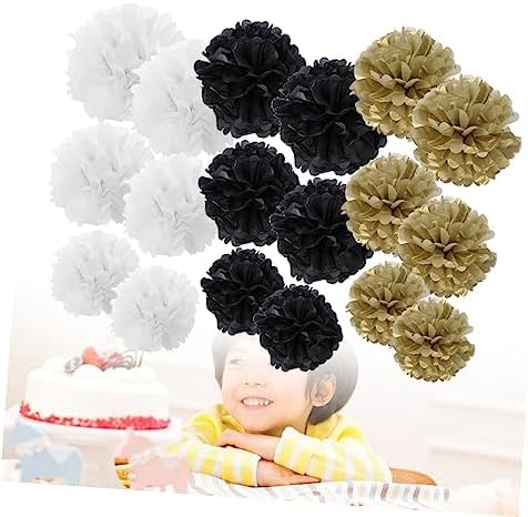 TOKIDNY 18pcs White Tissue Pom Poms for Party Decorations