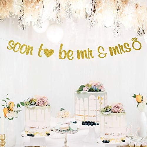 Soon To Be Mr Mrs Gold Glitter Adjustable Banner