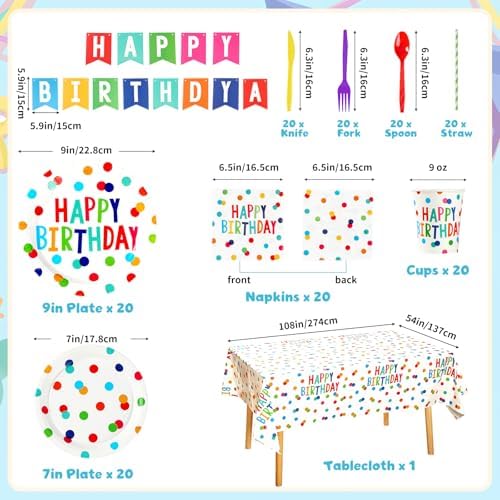Happy Birthday Decorations 170pcs Party Supplies Kit