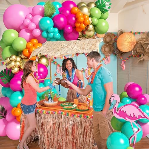 138pcs Flamingo Tropical Balloons Arch Garland Kit