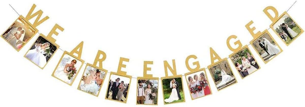 We Are Engaged Photo Banner Wedding Decor