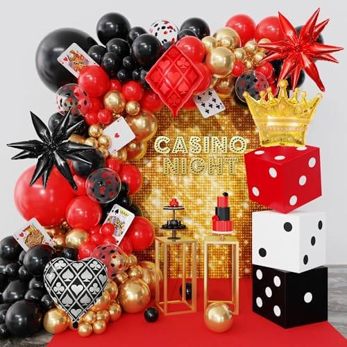 144PCS Casino Dice Favor Boxes Balloon Kit Party Decorations