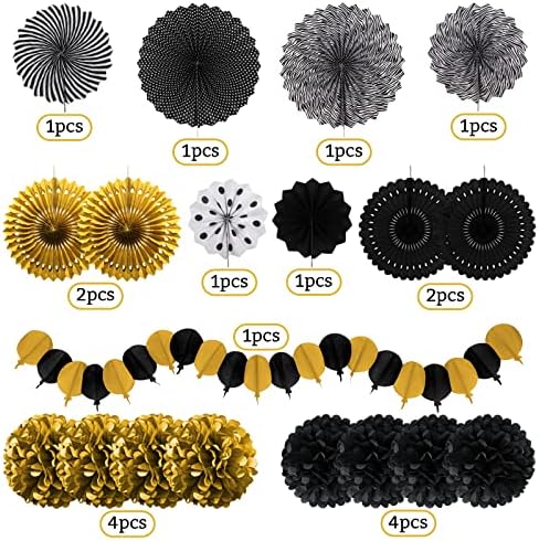 Black and Gold Party Decorations Set