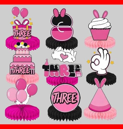 UUT 3rd Birthday Honeycomb Centerpieces Set of 9