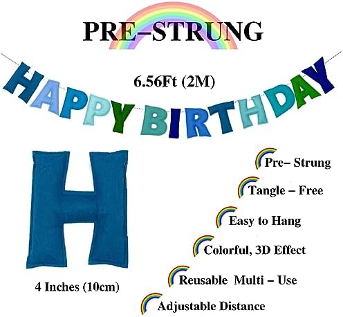 Blue Happy Birthday Banner with Felt Garland