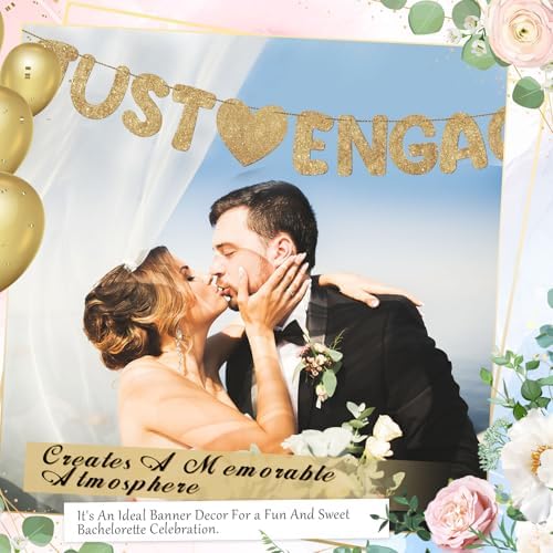 Breling Just Engaged Banner Glitter Engagement Decor