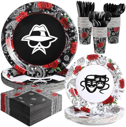 244 Pcs Early 2000s Cholo Gangsta Party Tableware Set