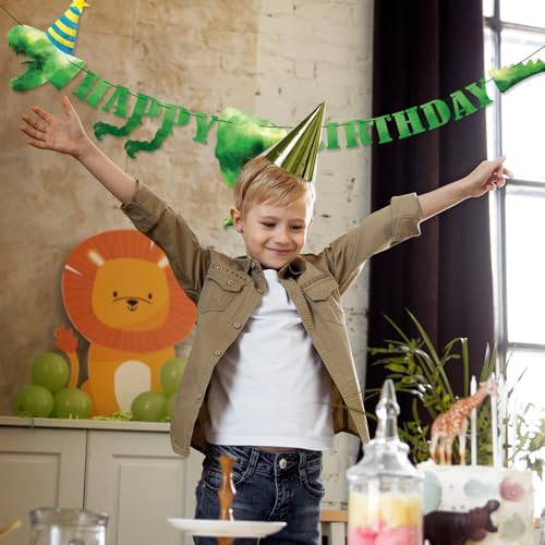 Dinosaur Birthday Banner Green for Kids Party Decor