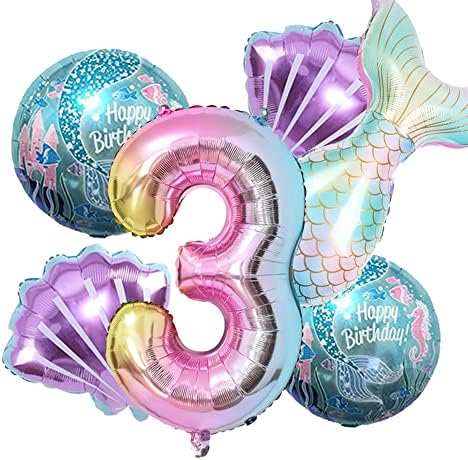 Mermaid Birthday Decor Kit - Foil Balloons with Tail Designs