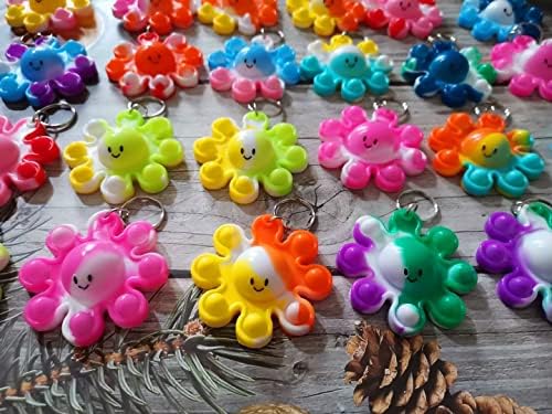30 Pack Octopus Fidget Keychain for Students and Party Favors