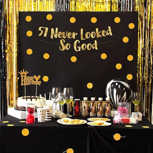 57th Anniversary Gold Glitter Banner