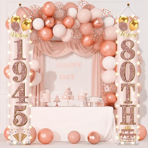 80th Birthday Door Banner with LED Light