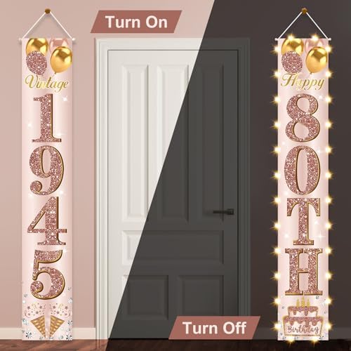 80th Birthday Door Banner with LED Light
