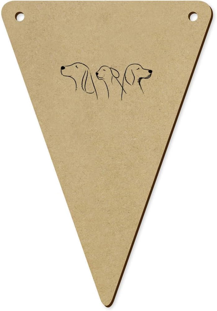 5pcs Three Dogs Sketch Wooden Bunting Flags BN00086225