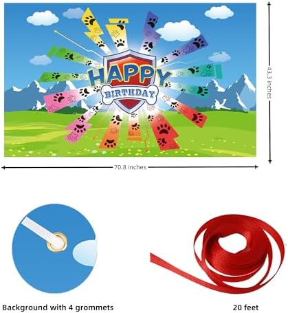 Dog Paw Birthday Banner Decorations 708x433 Inch