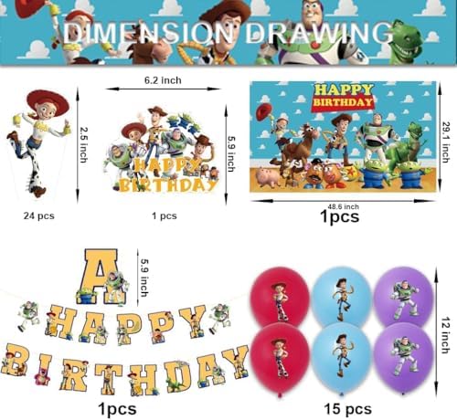 42Pack Toy Story Birthday Supplies Includes Banner Cake Topper Balloons