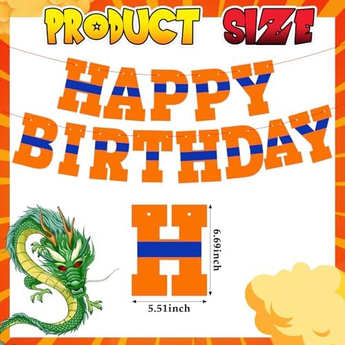 Oudain Anime Happy Birthday Banner with Dragon Design