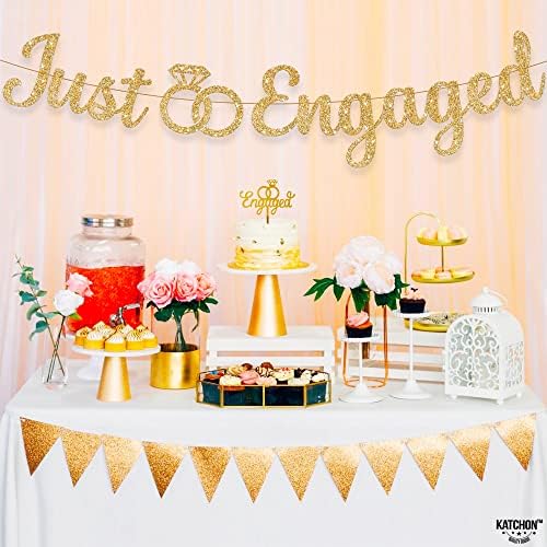 KatchOn Glitter Gold Just Engaged Banner 10 Feet