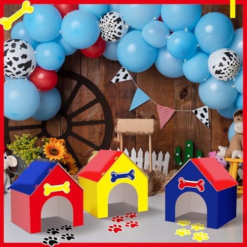 3 Set Dog Paw Birthday Party Decorations Red Yellow Blue