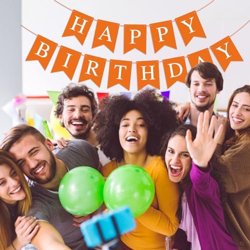 Orange Happy Birthday Bunting Banner Garland for Kids and Adults