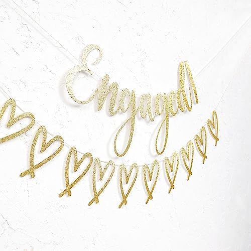Happy Engagement Banner - Gold Glitter Bride To Be Decor
