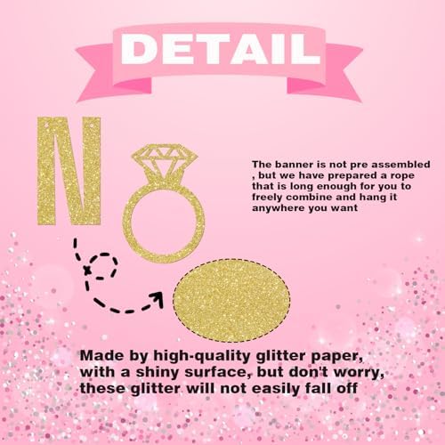 Gold Glitter Engagement Banner for Party Decorations