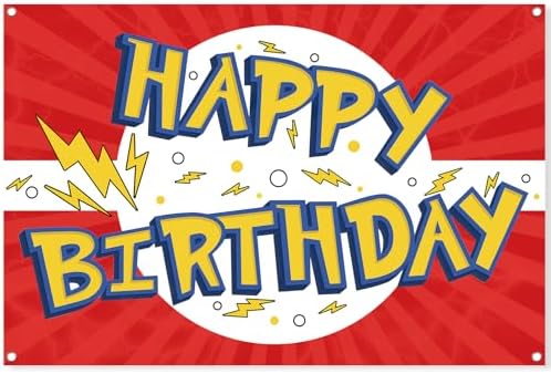 MIKLIFEZ Red White Yellow Cartoon Birthday Party Backdrop 5x3ft