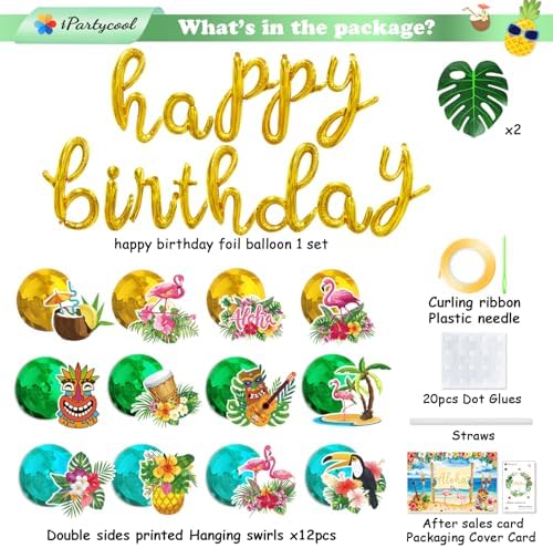 27pcs Tropical Luau Birthday Party Decorations