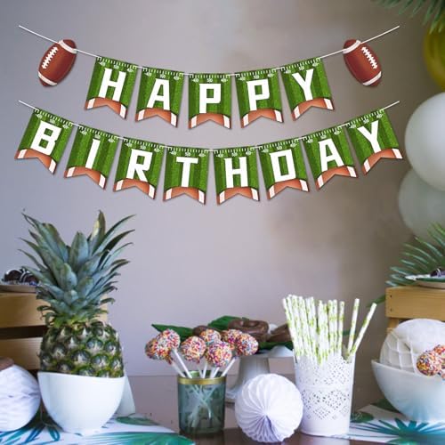 Football Birthday Banner with 13 Pennants