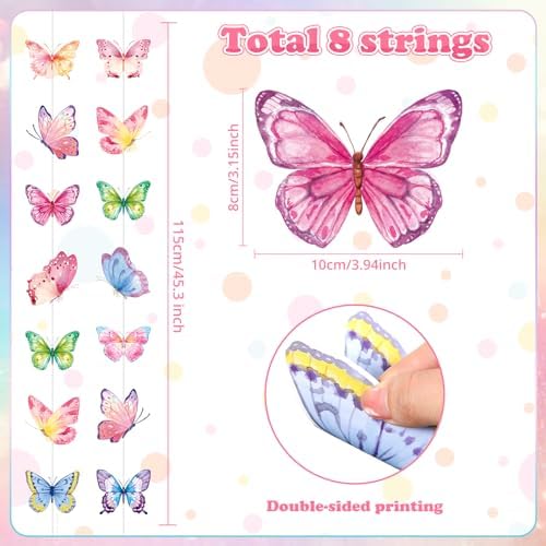 Capoda 8 Pcs Butterfly Decor Garlands for Parties