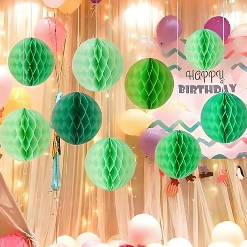Xiksxitn Green Paper Honeycomb Balls 12 Pack