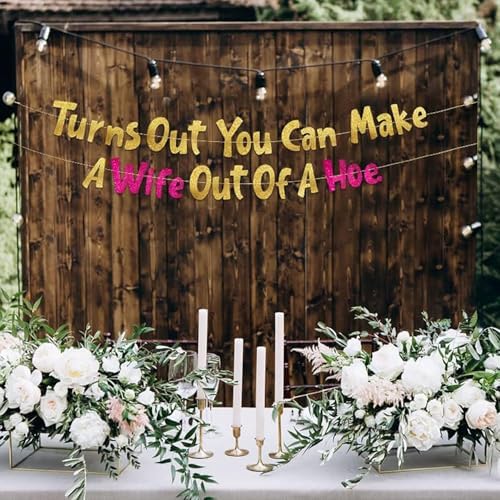 Funny Bachelorette Gold Glitter Party Banner