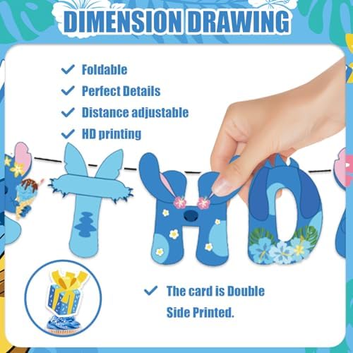Aulecoo 42Pcs Stitch Birthday Party Decor Set